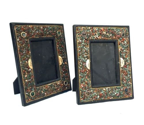 Vintage Pair of Matching Photo Frames with Jewels Surrounds / Antique